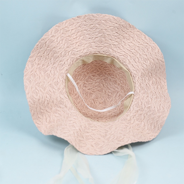 Lace Bow Ribbon Flower Big Brim Woven Hat 4