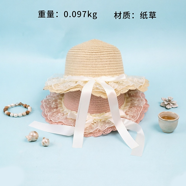 Bow Ribbon Sombrero Trenzado Para Niños