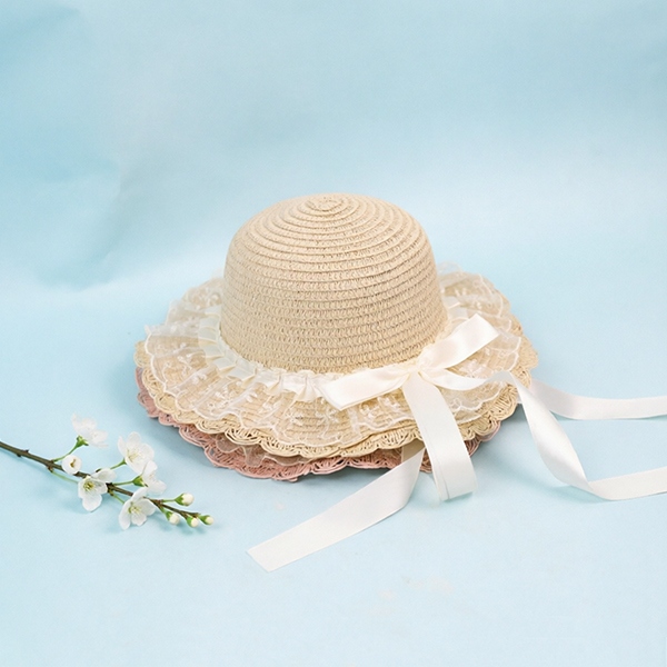 Bow Ribbon Sombrero Trenzado Para Niños 3