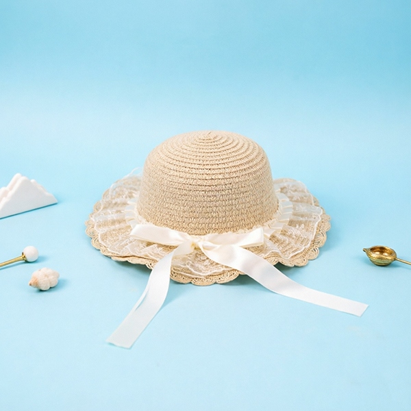 Bow Ribbon Sombrero Trenzado Para Niños 4