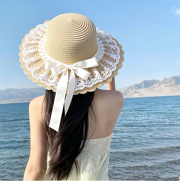 Bow Ribbon Sombrero Trenzado Para Niños 5