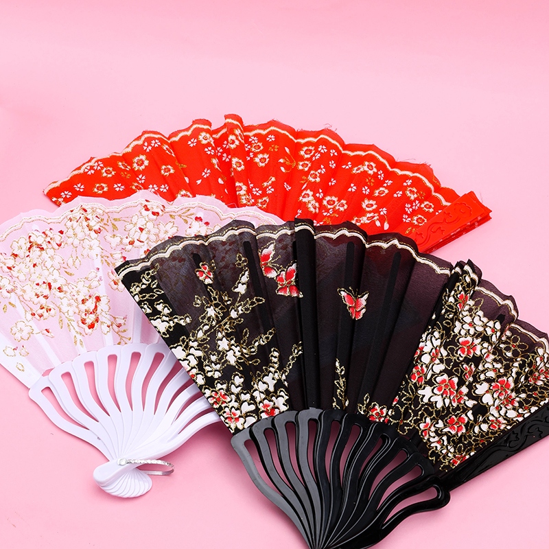 Color Rod Gold Powder Pequeña Flor Folding Fan 3