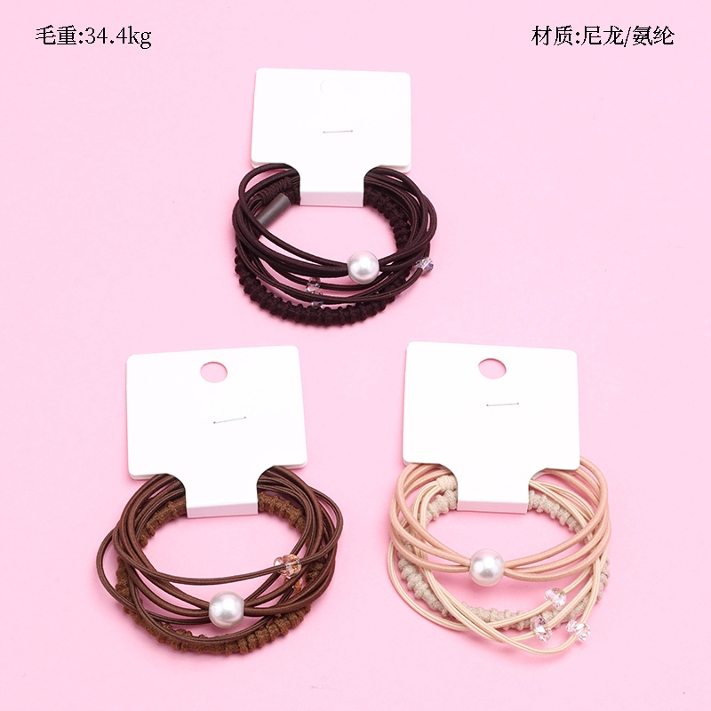 Tres Accesorios de Perla de Color Rizado Combinación de Banda de Goma 2