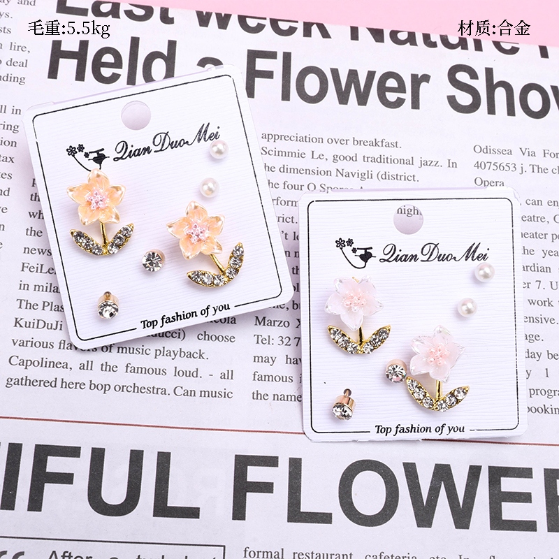 Pendientes de Flor de Resina Larga (3 Pares) 2