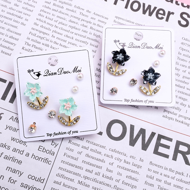 Pendientes de Flor de Resina Larga (3 Pares) 3