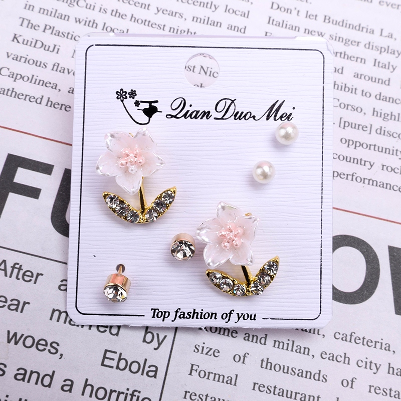 Pendientes de Flor de Resina Larga (3 Pares) 4