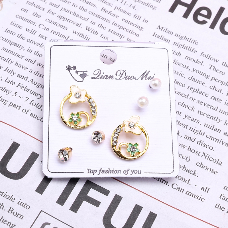 Pendientes de Flores Pequeñas de Micro Hueco Largo (3 Pares) 3