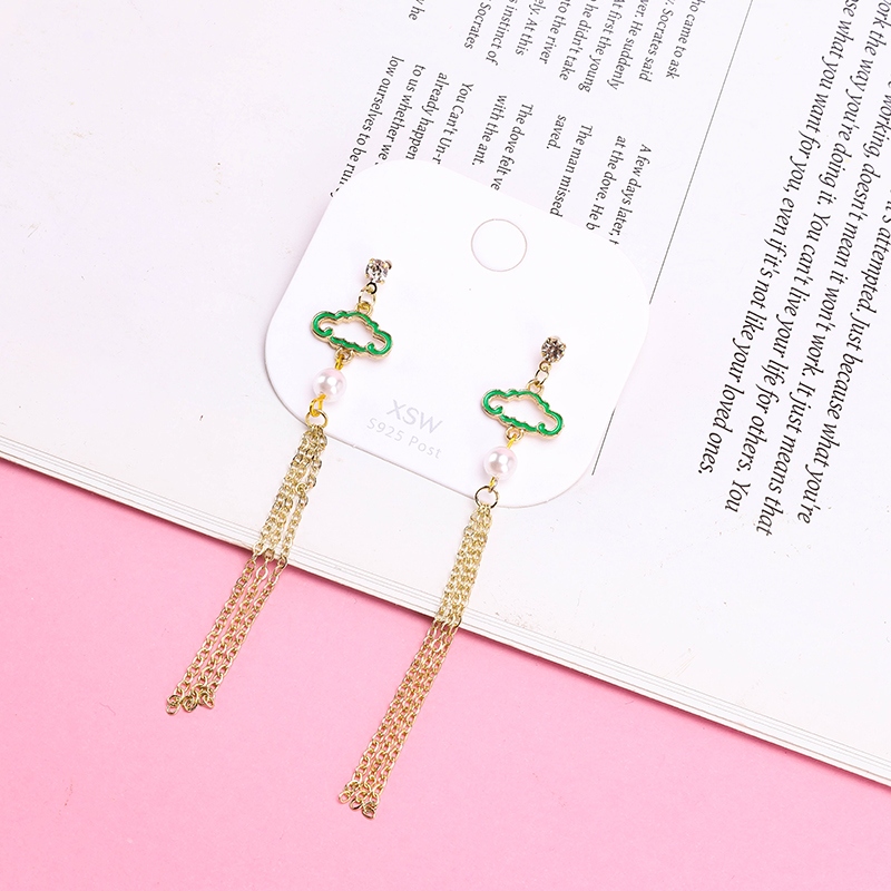 Pendientes de Perla de Borla Larga Stud 3