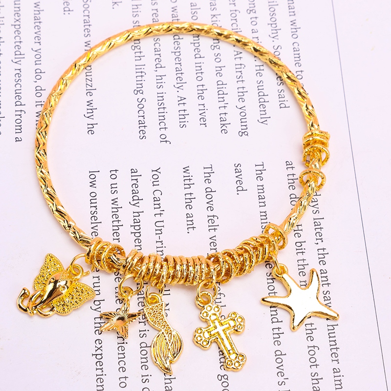 Pulsera de Disco Colgante de Oro Vintage 4