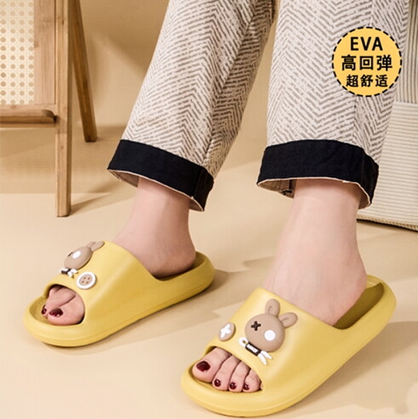 602-25 Viñetas Piso Conejo Mujeres Zapatillas (Estilo de Costumbre)