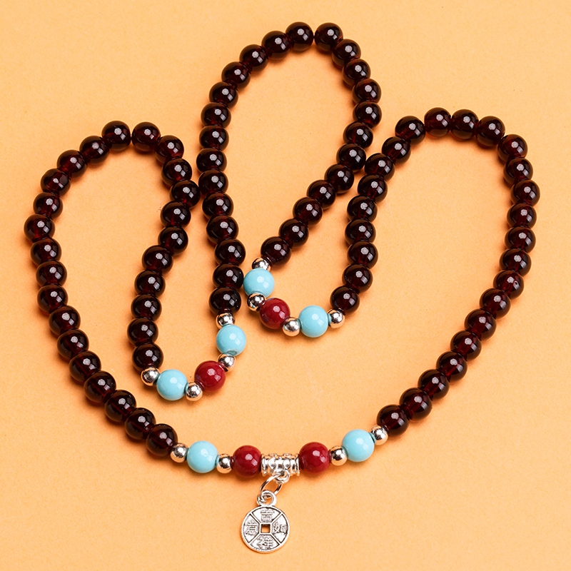 XFH-00016 Pulsera de Tres Hilos de Granate (00015) 4