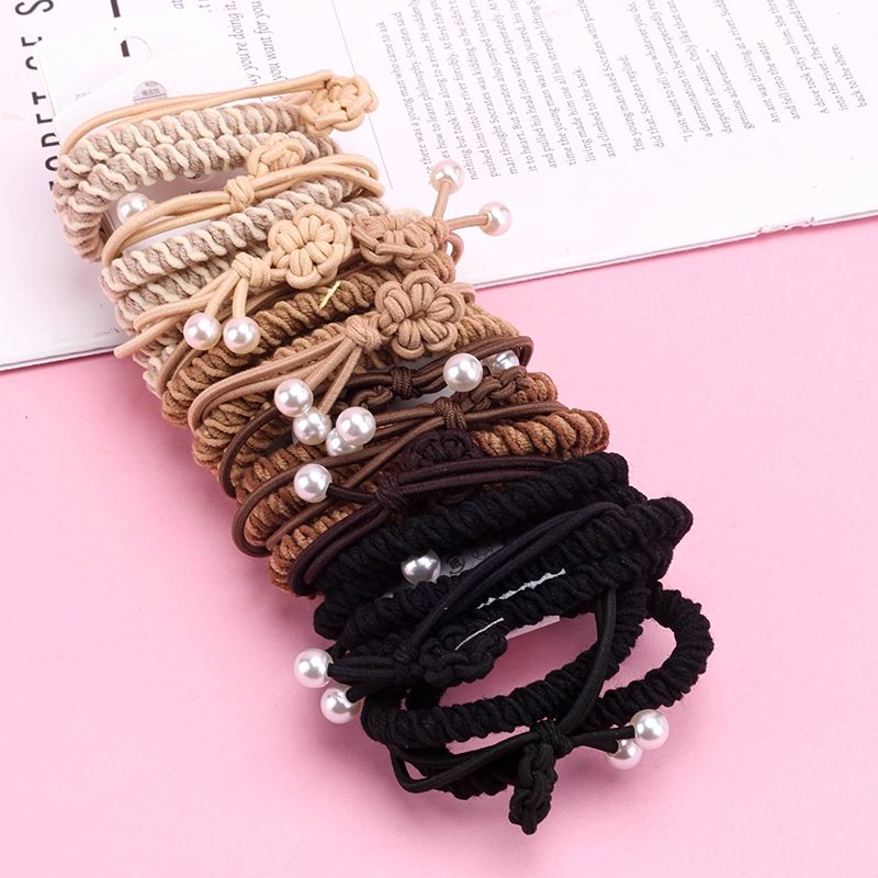 Milk Tea Chino Knot Pearl Rubber Tendons (1 2) 4