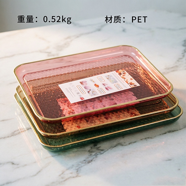 5323 Bandeja de Cristal de Diamante Rectangular (Color Mezclado) 2