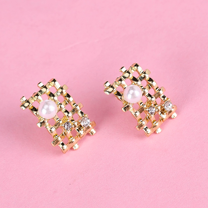 Corte de Oro de Malla Pendientes de Perla 3