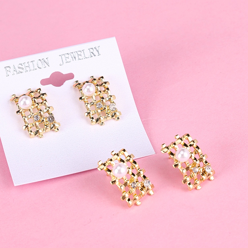 Corte de Oro de Malla Pendientes de Perla 4