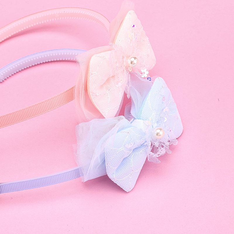 Cuadrícula de Doble Capa de Perla Sequin Bow-tie Head Buckle 4