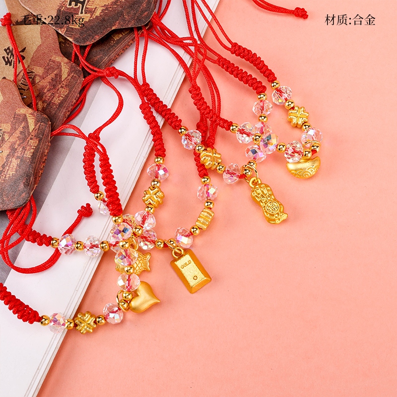 Colgante Golden Fortune Pulsera de Cuerda Roja 2
