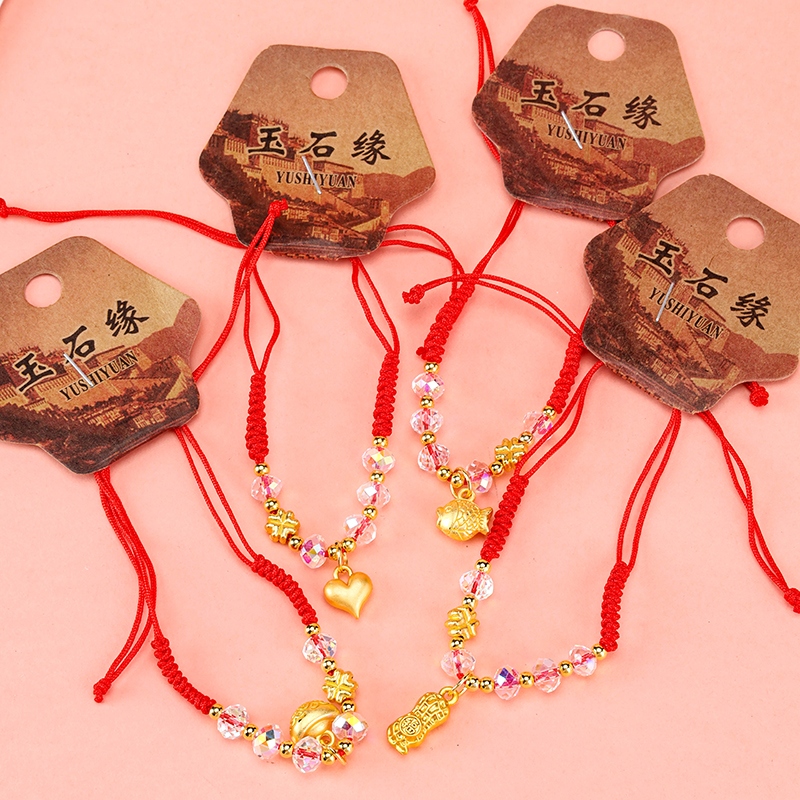 Colgante Golden Fortune Pulsera de Cuerda Roja 3