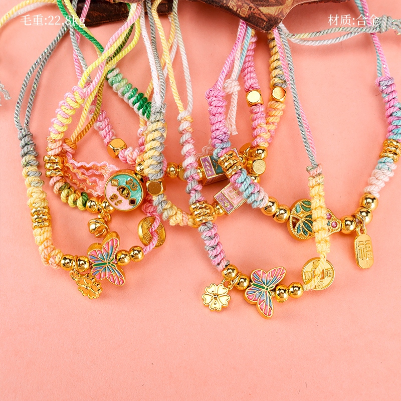 Pulsera de Cuerda de Algodón de Aceite de Oro 2