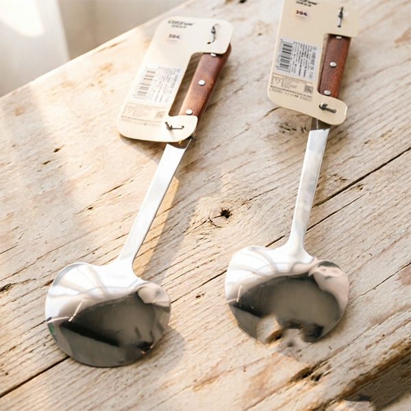 TF-4051-304 Acero Elegante Pala de Setas de Madera 3