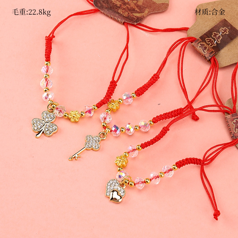 Cristal de Diamante Accesorios de Cuerda Roja Pulsera 2