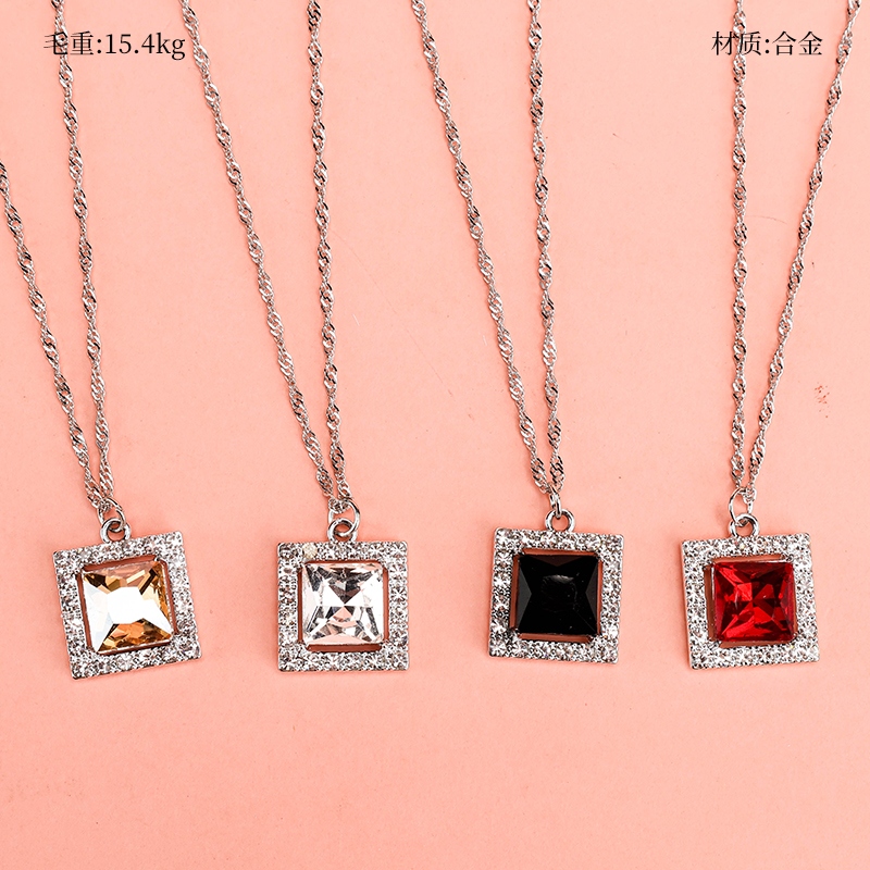 Collar Zircon Cuadrado Colorido 2