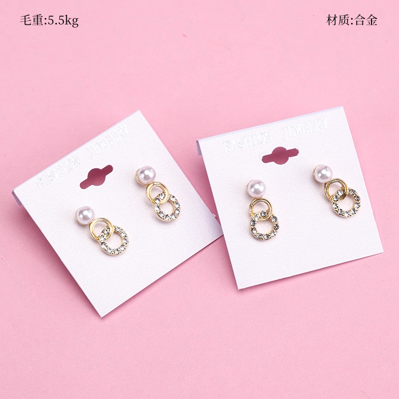 Pendientes de Perla de Doble Anillo de Micro-conjunto