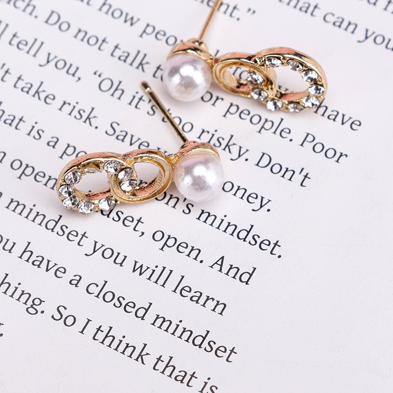 Pendientes de Perla de Doble Anillo de Micro-conjunto 3