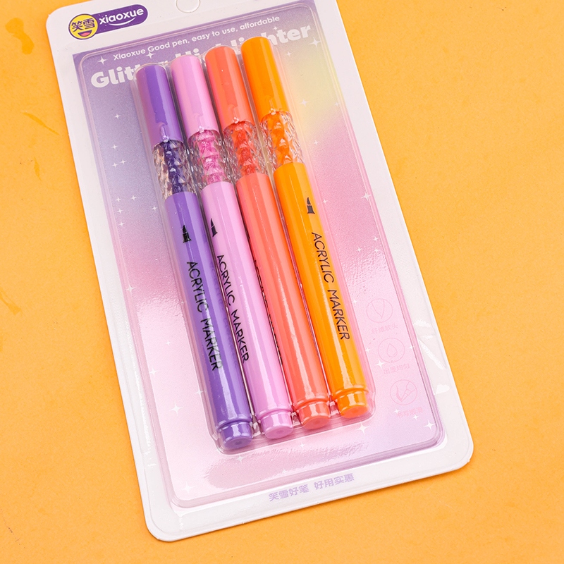XX-6666 Four Soft Head Propylene Glitter Highlighter SET (432) 4