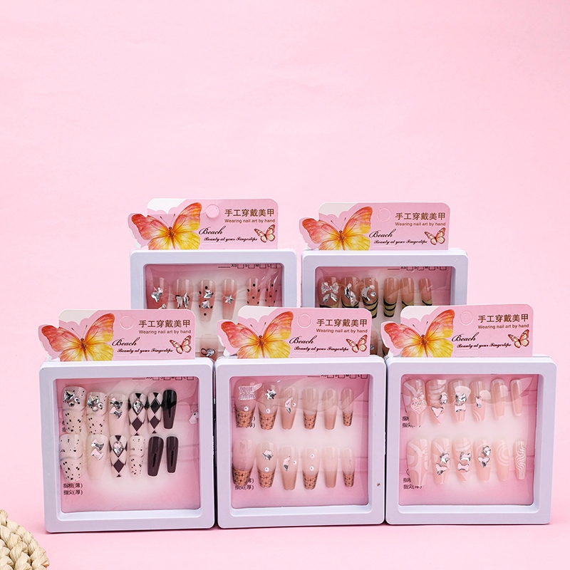 0123 Tarjeta Colgante Multi-diamantes Imprimidas Uñas de Fake 4