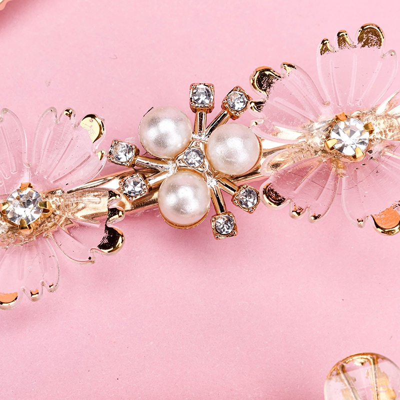 Recuadro de la Perla Rhinestone Flor Clip 4