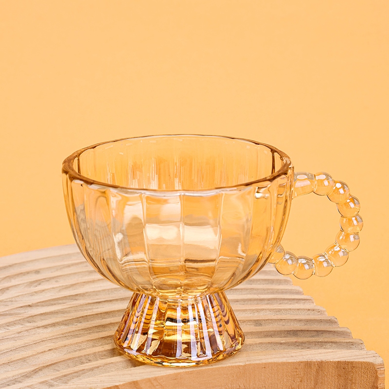 Juxin Pequeña Taza de Mango de Cristal de Perlas (117ML Hollín de Ámbar) 3