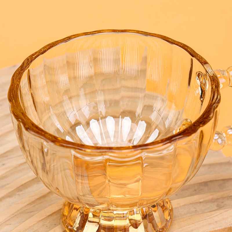 Juxin Pequeña Taza de Mango de Cristal de Perlas (117ML Hollín de Ámbar) 4