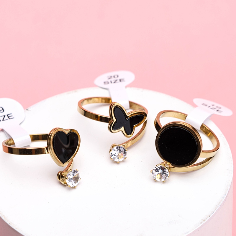 Black Rhinestone Accesorios Styling Ring 3