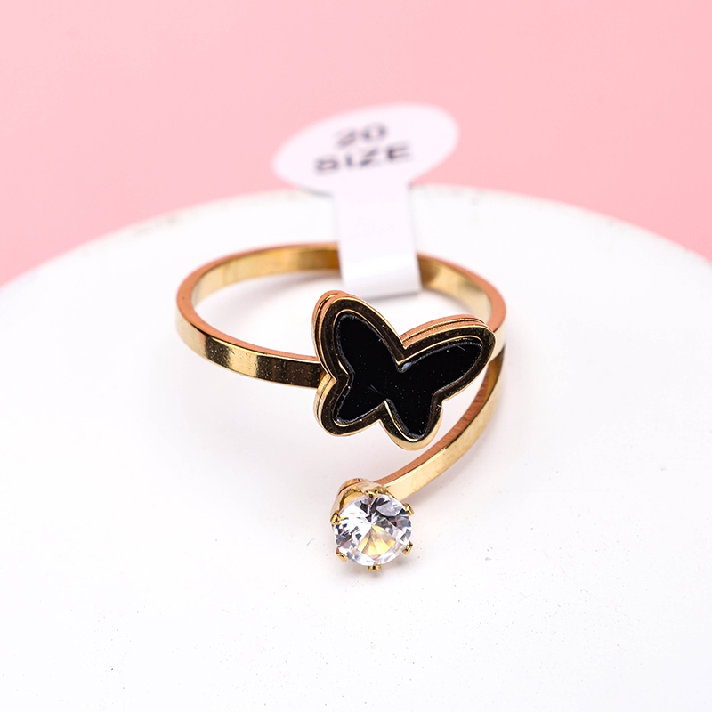 Black Rhinestone Accesorios Styling Ring 4
