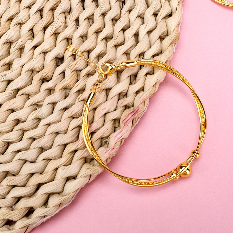 Pulsera Triple Con Cuentas (Gold) 3