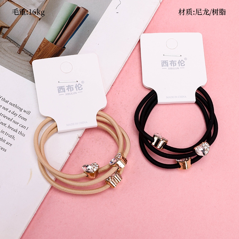 Tres Accesorios de Banda de Goma Zircon Color Té de Leche
