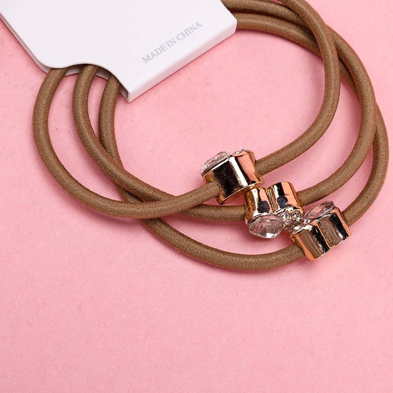 Tres Accesorios de Banda de Goma Zircon Color Té de Leche 3