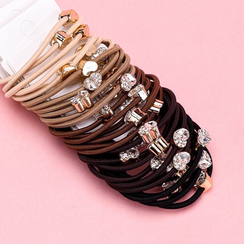 Tres Accesorios de Banda de Goma Zircon Color Té de Leche 4