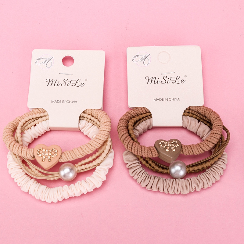 Peach Corazón Perla Accesorios Curry Color Banda de Goma (3) 3