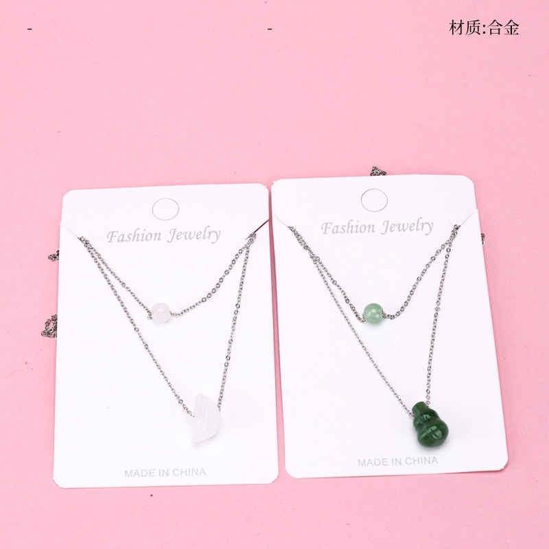 Collar de Jade de Imitación de Doble Capa