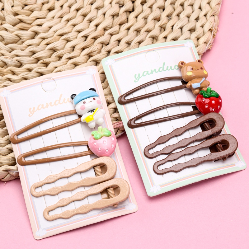 Color de Curry En Caja Strawberry Bear Accesorios BB Clip 3