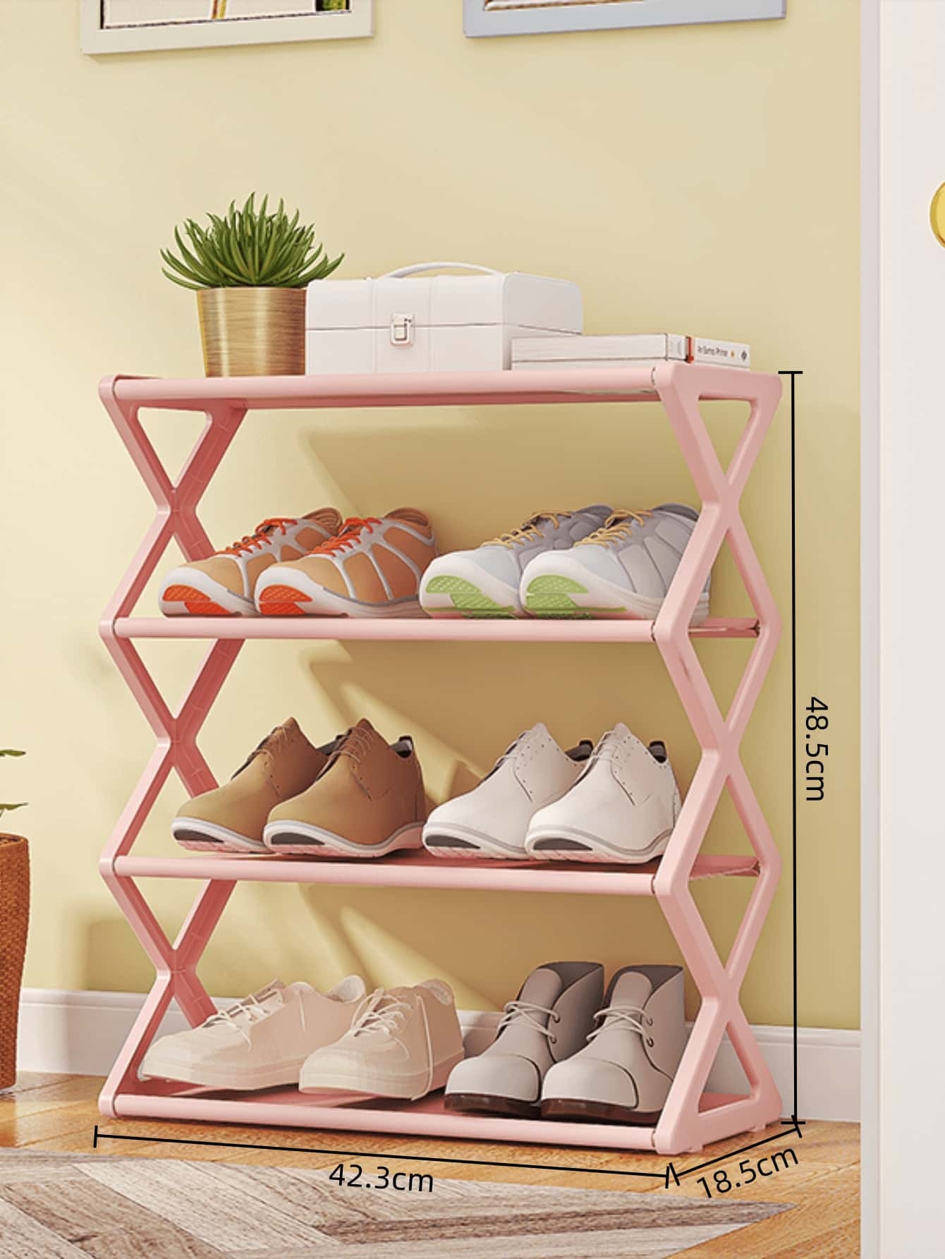 2509X Shoe Rack 4 Layers-pink (Boxed) 3