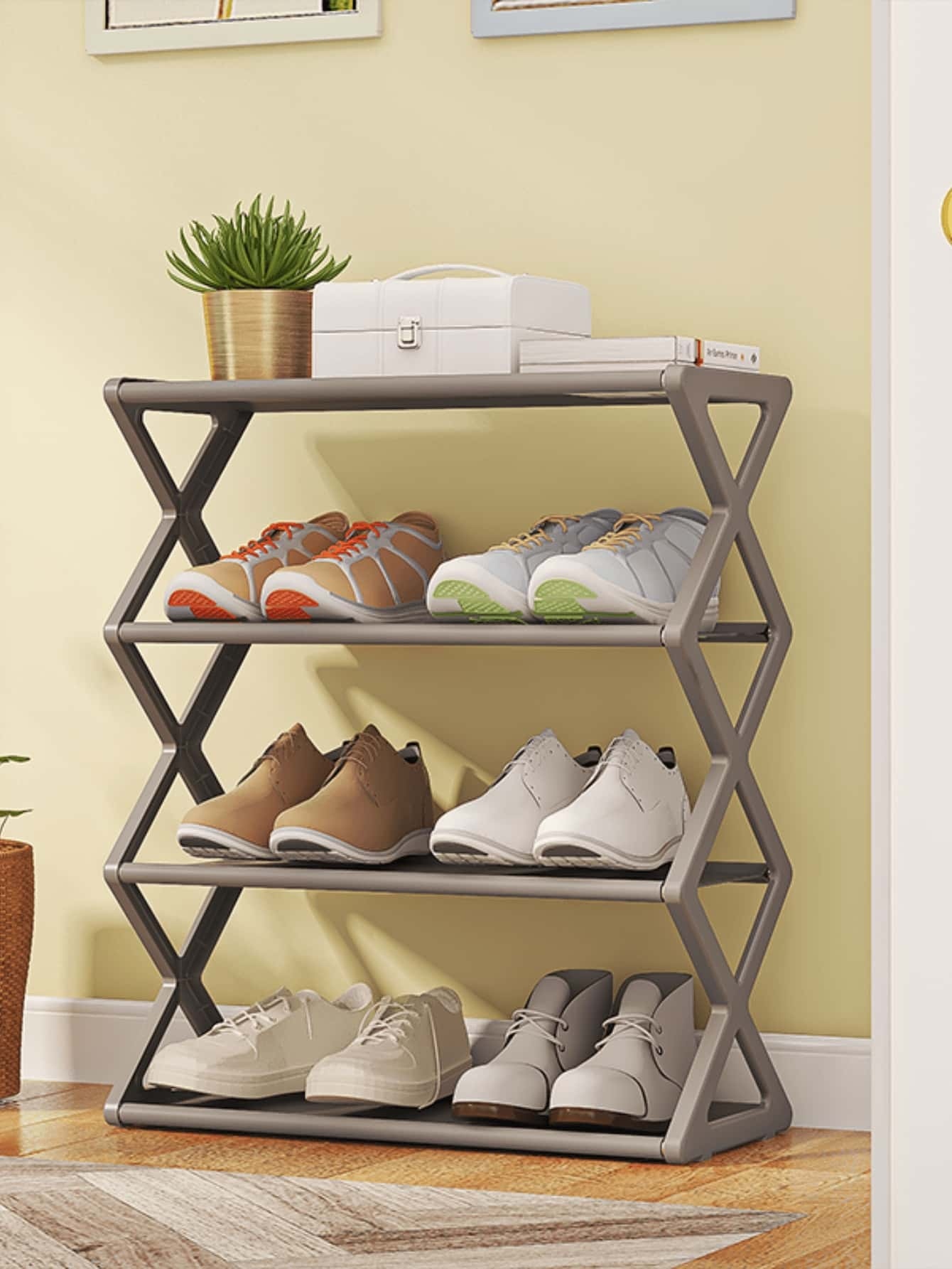 2509X Estante de Zapatos 4 Capas-gray (Recuadro)