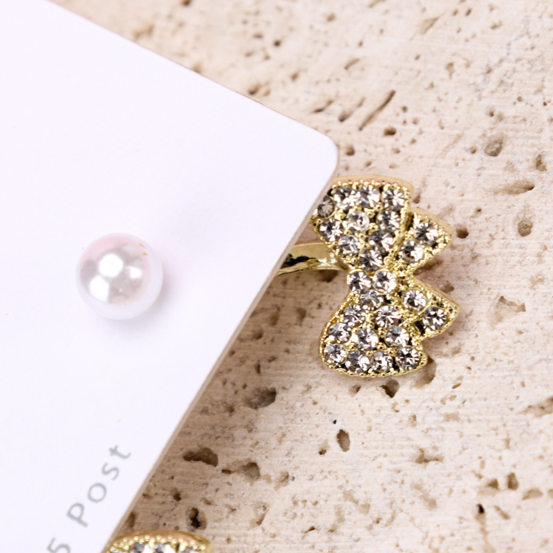 Pendientes Full Diamond Bow Pearl 4