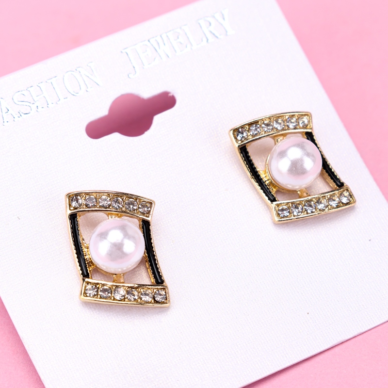 Pendientes de Perla Cuadrada Microincrustados 3