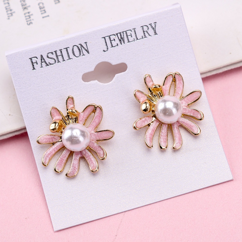 Estilo Coreano Gota Glaze Daisy Stud Pendientes 4