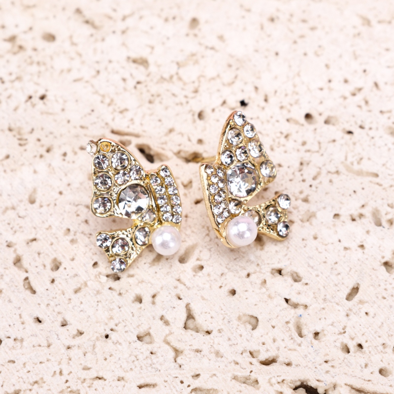 Pendientes Flash Diamond Pearl Butterfly Stud 3