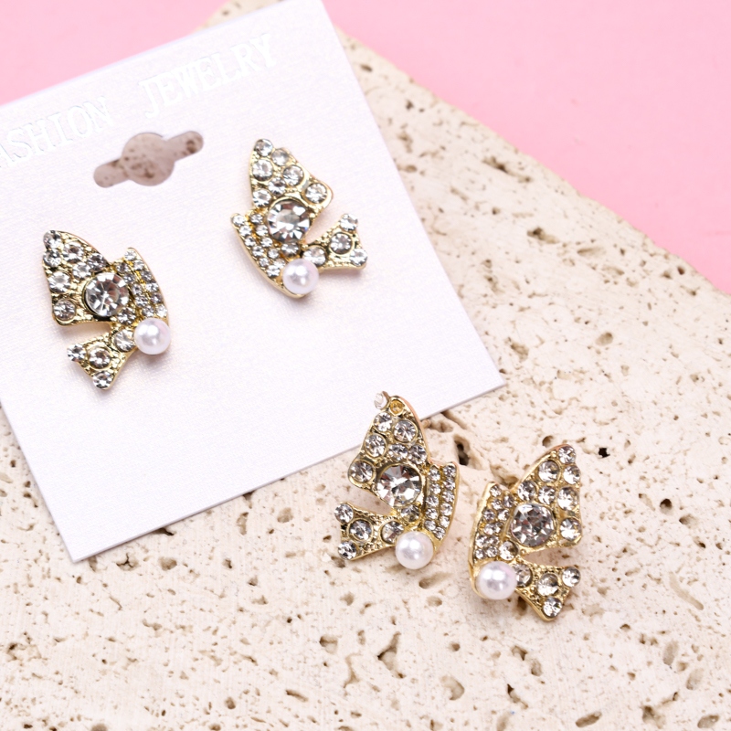 Pendientes Flash Diamond Pearl Butterfly Stud 4