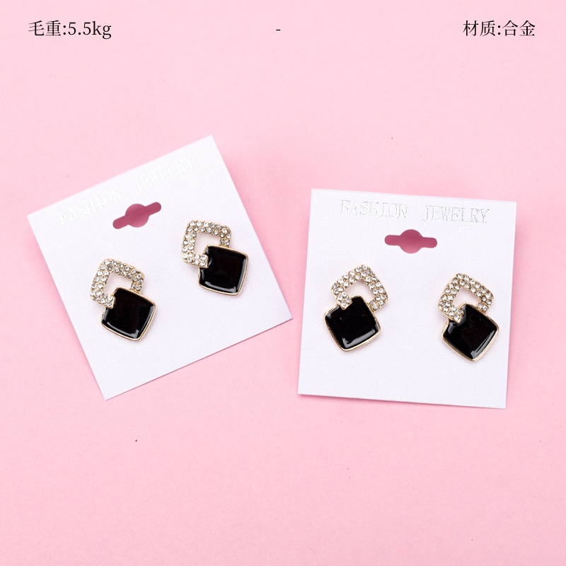 Pendientes de Diamante Negro Hueca 2